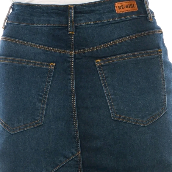 Boutique Fishtail Mermaid Skirt  Stretch Midi Maxi Dark Denim Blue Zip Closure - Picture 13 of 16